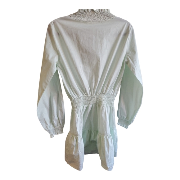 NASTY GAL Frill I Found You High Neck Long Sleeve Tiered Mini Dress Mint Green - Picture 5 of 12